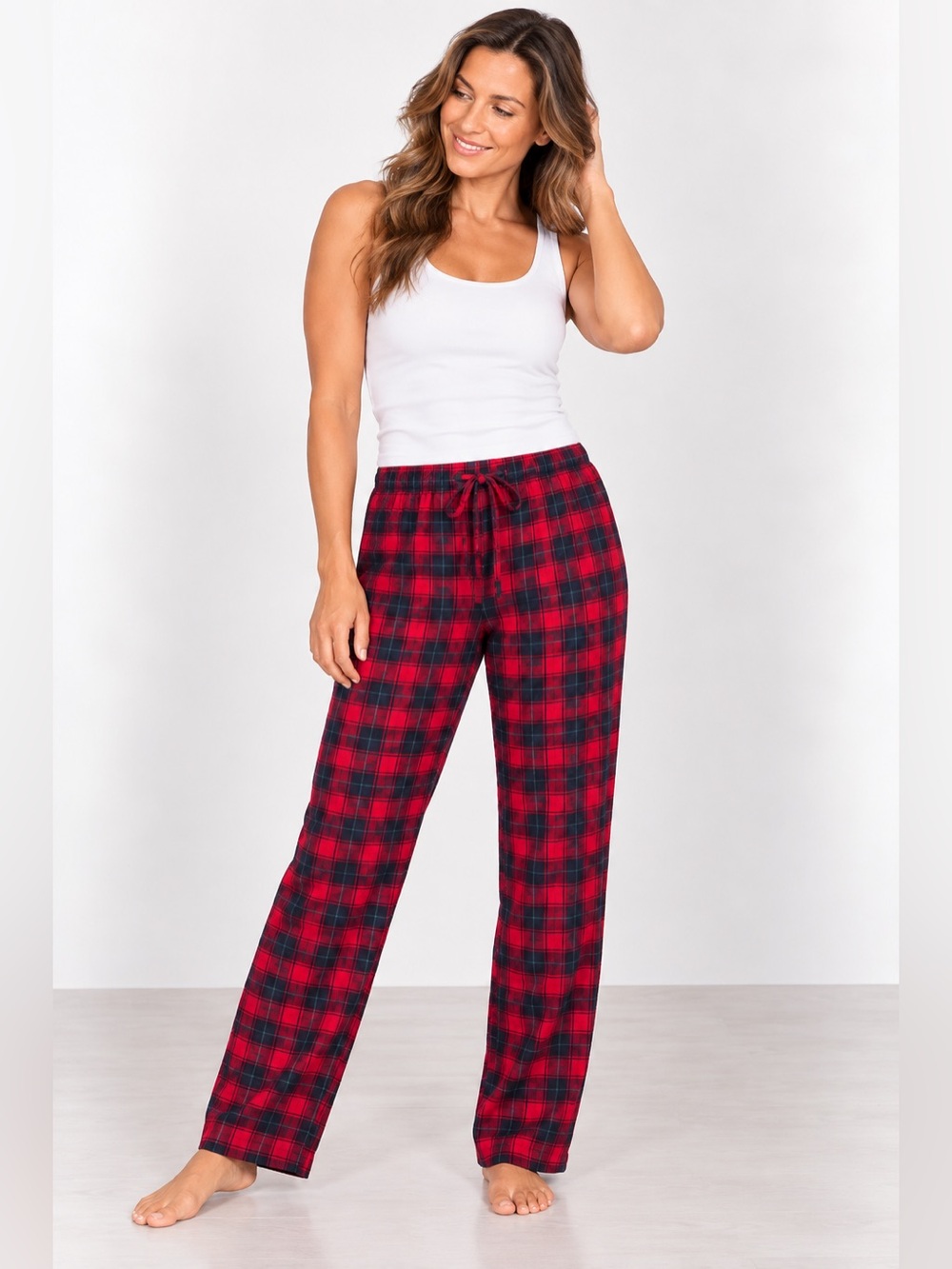 Onix Cotton Plaid Lounge Pants-Red/Green Plaid